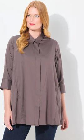 Ulla Popken Hemdbluse Bluse Godet-Einsätze A-Linie