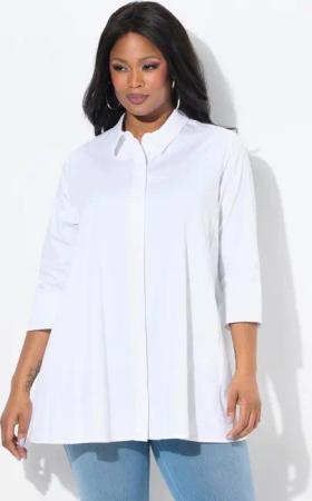 Ulla Popken Hemdbluse Bluse Godet-Einsätze A-Linie