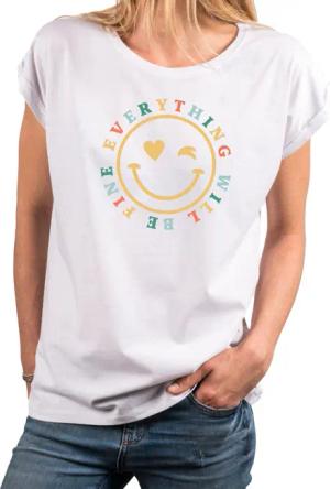 MAKAYA Print-Shirt Damen Kurzam Herz Spruch