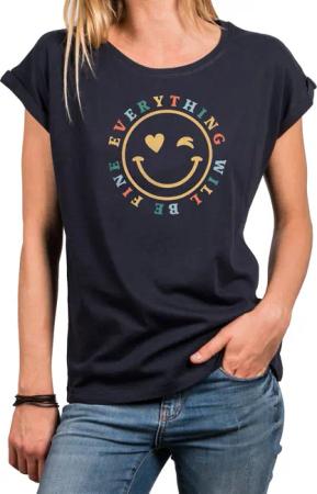 MAKAYA Print-Shirt Damen Kurzam Herz Spruch