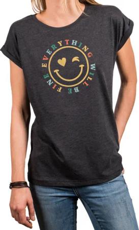 MAKAYA Print-Shirt Damen Kurzam Herz Spruch