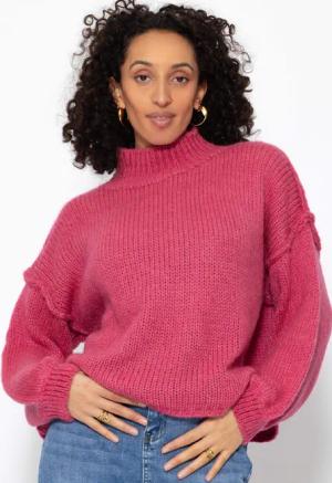 SASSYCLASSY Strickpullover Rollkragenpullover Damen mit Ziernähten