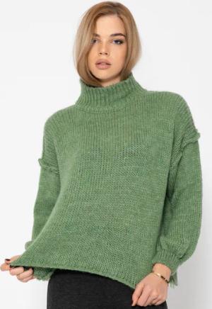SASSYCLASSY Strickpullover Rollkragenpullover Damen mit Ziernähten
