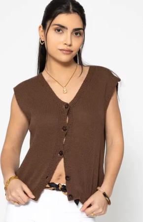 SASSYCLASSY Kurzweste Ärmellose Strickweste Damen Grober