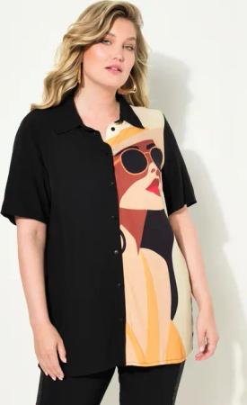 MIAMODA Hemdbluse Bluse A-Linie Frauen-Motiv Halbarm