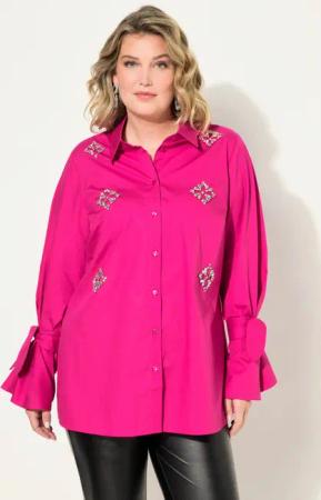 MIAMODA Hemdbluse Bluse A-Line Ziersteinchen
