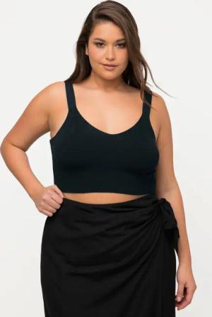 Ulla Popken Pullunder Strick-Bustier Rippstrick V-Ausschnitt
