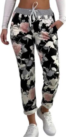 Mississhop Chinohose Damen Hose Blumen Jogginghose