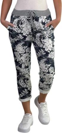 Mississhop Chinohose Damen Hose Blumen Jogginghose