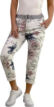 Mississhop Chinohose Damen Hose Blumen Jogginghose