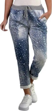 Mississhop Chinohose Damen Hose Blumen Jogginghose