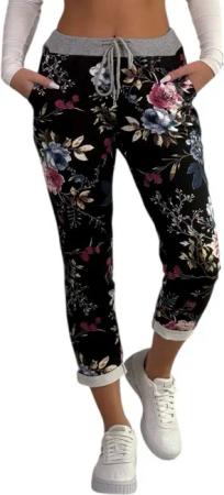 Mississhop Chinohose Damen Hose Blumen Jogginghose