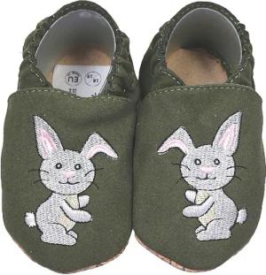 HOBEA-Germany Krabbelschuhe RecyStep Hase grün Krabbelschuh