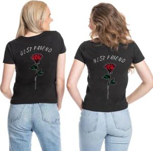 Couples Shop T-Shirt Best Friends Rose