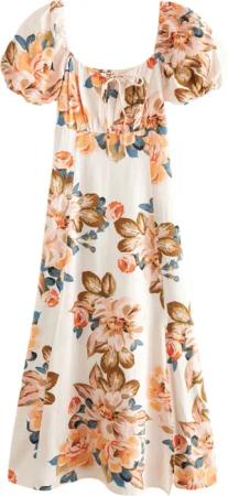 Next Midikleid Midikleid mit Puffärmeln (1-tlg)