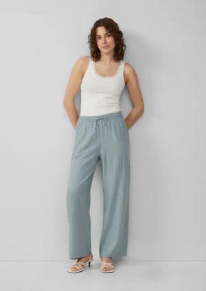 QS Stoffhose Leinenmixhose mit Gummizug und