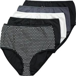 Ulla Popken Slip Maxislips 5er-Pack Punkte/einfarbig