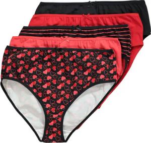 Ulla Popken Slip Midislips 5er-Pack Herzen/einfarbig