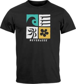 Neverless Print-Shirt Herren T-Shirt Surfing Icons