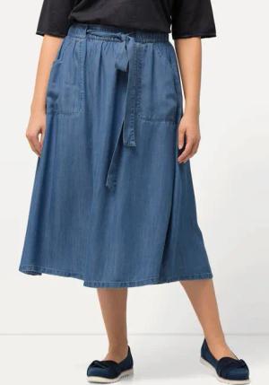 Ulla Popken Midirock Lyocell-Rock Jeansoptik A-Linie