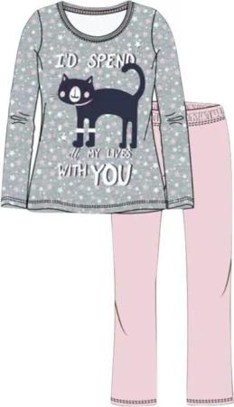 Schlafanzug Pyjama mit verschiedenen Katzenmotiven Katze
