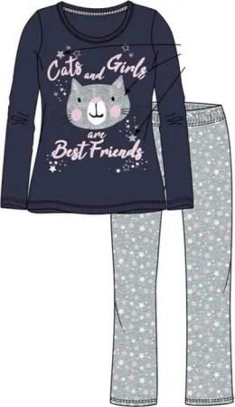 Schlafanzug Pyjama mit verschiedenen Katzenmotiven Katze