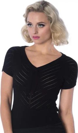 Banned Shirttop Patricia Pointelle Schwarz Retro