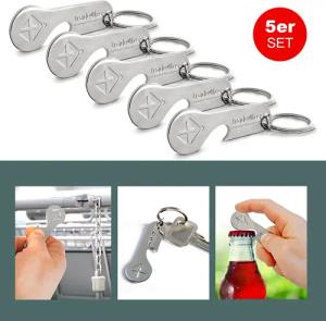 EAXUS Schlüsselanhänger 2in1 Einkaufswagenlöser mit Flaschenöffner