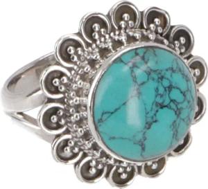 Guru-Shop Silberring Boho Silberring, großer floraler