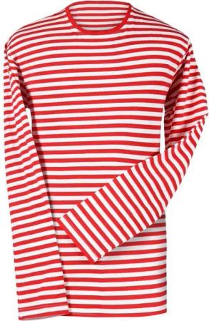 thetru T-Shirt Herren Ringelshirt langarm rot-weiß