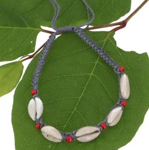 Guru-Shop Armreif Perlenarmband, Muschel Makramee Armband