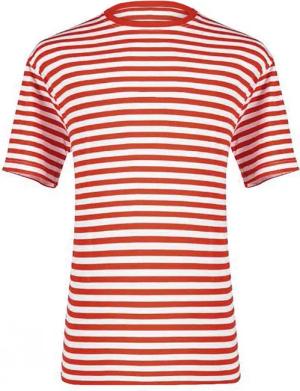 thetru T-Shirt Herren Ringelshirt kurzarm rot-weiß