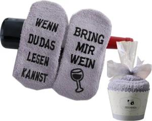 Lucadeau Kuschelsocken mit Wein Spruch, Geburtstagsgeschenk