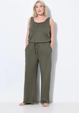 Ulla Popken Overall Jumpsuit Spitze V-Ausschnitt