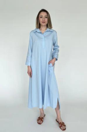Zuckerwatte A-Linien-Kleid langes Hemdblusenkleid aus feiner