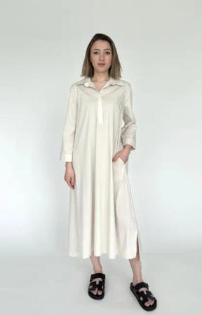 Zuckerwatte A-Linien-Kleid langes Hemdblusenkleid aus feiner