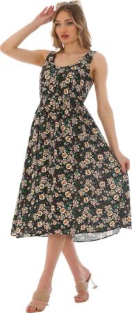 Bongual Maxikleid bedrucktes Sommerkleid mit Blumen