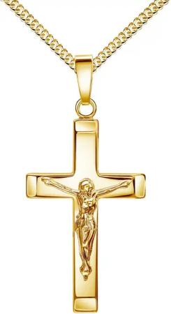 JEVELION Kreuzkette Kruzifix Anhänger 585 Gold