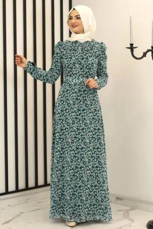 fashionshowcase Chiffonkleid Langärmliges Maxikleid für Damen