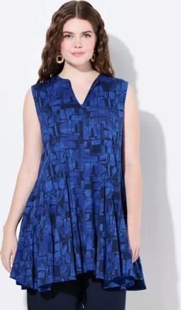 Ulla Popken Longshirt Top Sonnen Tunika-Ausschnitt