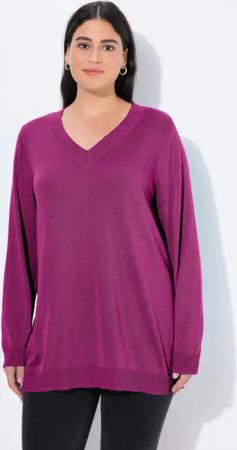 Ulla Popken Strickpullover Pullover V-Ausschnitt Langarm