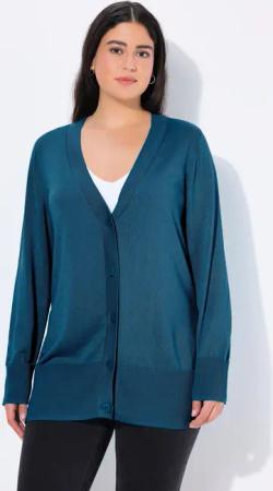 Ulla Popken Strickjacke Strickjacke V-Ausschnitt Knopfleiste