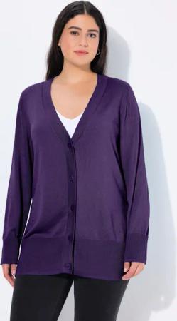 Ulla Popken Strickjacke Strickjacke V-Ausschnitt Knopfleiste