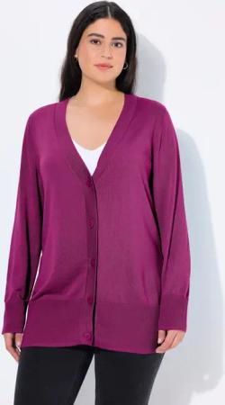 Ulla Popken Strickjacke Strickjacke V-Ausschnitt Knopfleiste