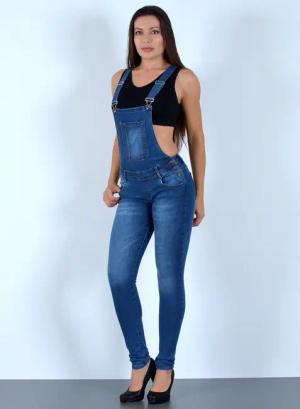 ESRA Jeanslatzhose Damen Latzjeans mit Hosenträger