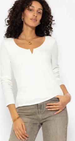 SASSYCLASSY Longshirt Geripptes Langarmshirt Damen mit