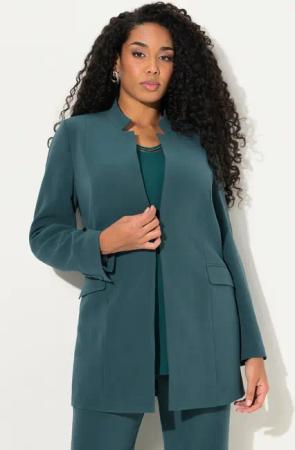 Ulla Popken Sommerjacke Acetat-Blazerjacke Stehkragen Hakenverschluss