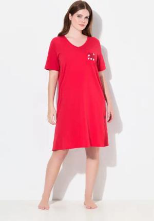 Ulla Popken Bigshirt Bigshirt Herzmotiv V-Ausschnitt