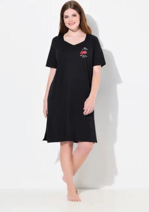 Ulla Popken Bigshirt Bigshirt Herzmotiv V-Ausschnitt