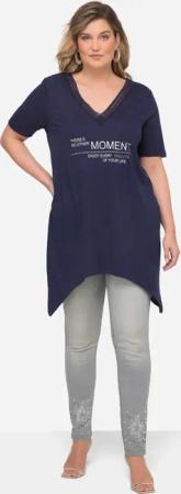 MIAMODA Longshirt T-Shirt Schrift-Motiv V-Ausschnitt Halbarm
